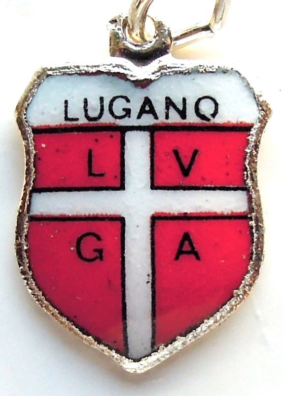 (image for) Lugano, Switzerland - LVGA Coat of Arms - Enamel Travel Shield Charm